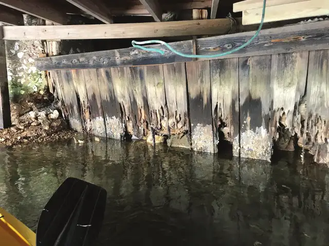 View of a dock from under