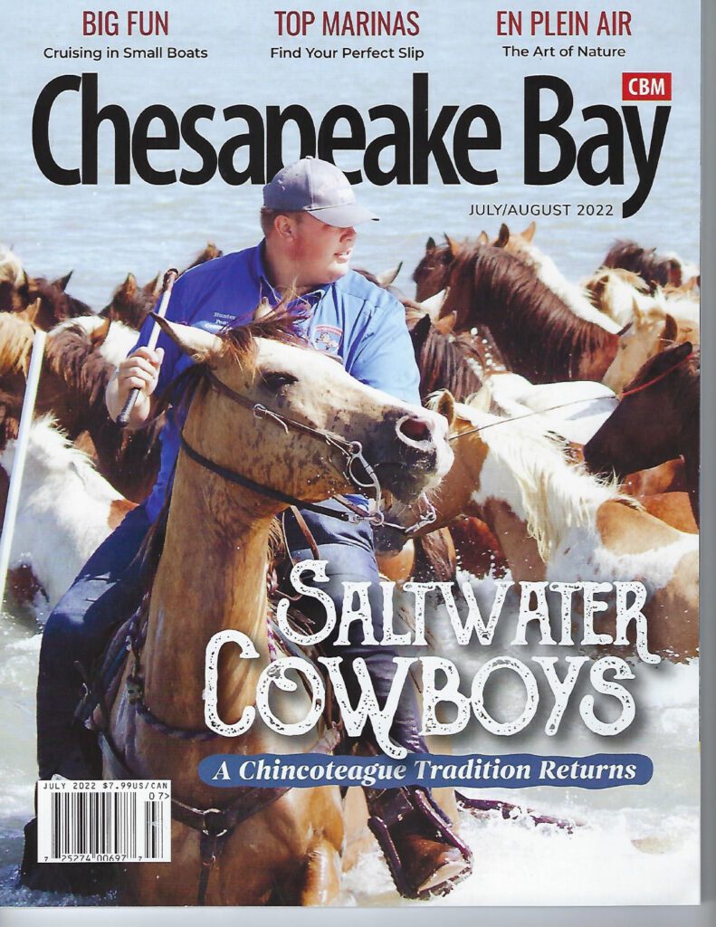 Chesapeake Bay magazine cover image with riding a horse